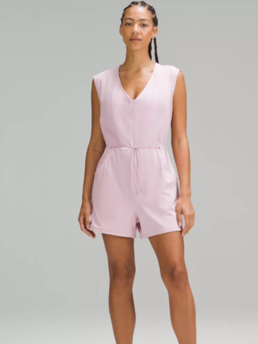 Lululemon French Terry V-Neck Romper-Color White